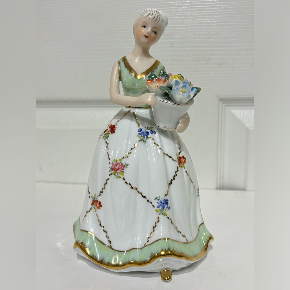 KPM Elegant Porcelain Figurine with Floral Dress Hand Painted